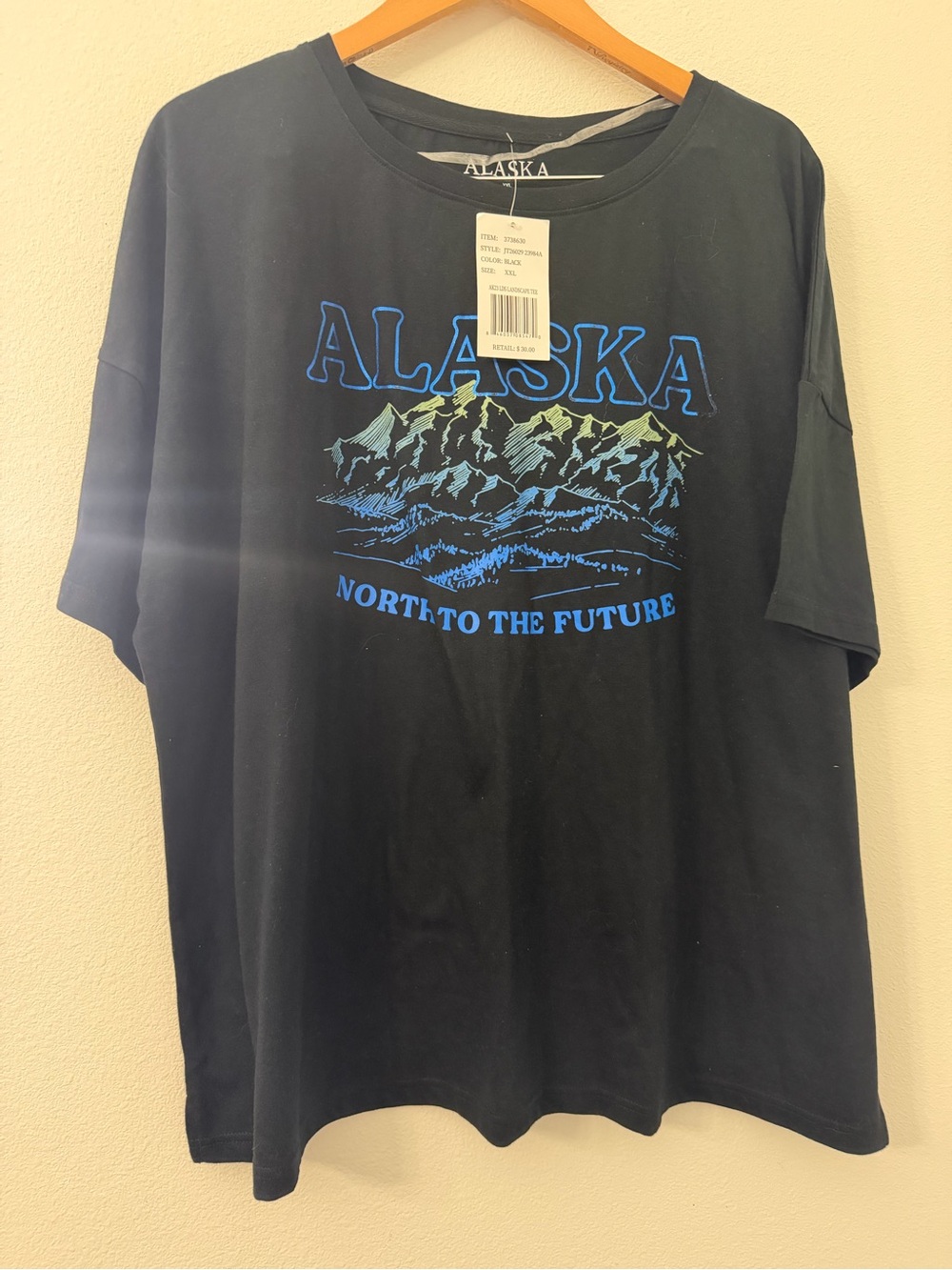 Alaska Graphic Tee - Black with Blue Mountain Print